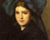 让 雅克 亨纳 : Portrait of a Young Girl with a Bow in Her Hair